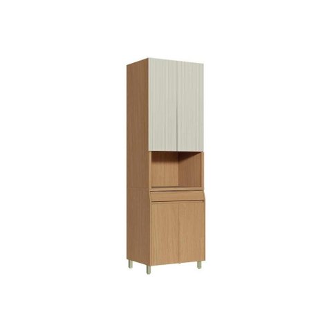 Cozinha Modulada Nesher Simone Mendes Paneleiro Simone Mendes C/ 4 Portas e 1 Gaveta 70cm Carvalho/