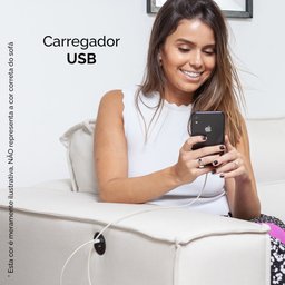 Sofá Clausi 2,50M 3 Lugares com USB Linho Assento Flutuante Soft - 9