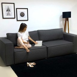 Sofá Clausi 2,50M 3 Lugares com USB Linho Assento Flutuante Soft - 2