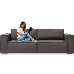 Sofá Clausi 2,50M 3 Lugares com USB Linho Assento Flutuante Soft - 1