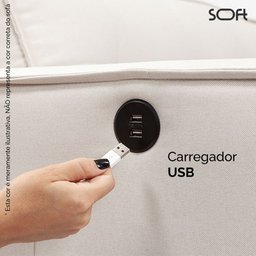 Sofá Clausi 2,50M 3 Lugares com USB Linho Assento Flutuante Soft - 8