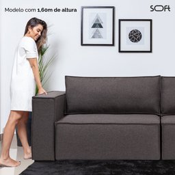 Sofá Clausi 2,50M 3 Lugares com USB Linho Assento Flutuante Soft - 7