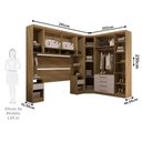 Ver imagem 4 de Quarto Modulado Casal Canto Diagonal Guarda-roupas Maleiro e Cabeceira Paris Master Luciane Móveis