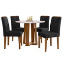 Ver imagem 1 de Mesa de Jantar 100x100cm Ambiente Isabela com Vidro Ype Off White e 4 Cadeiras Amanda Ype Veludo Pre