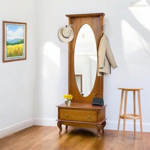 Chapeleira Clássica em Madeira Maciça com Espelho e 1 Gaveta 5269