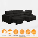 Ver imagem 3 de Sofá Canto Chaise Luiza 5 Lugares Retrátil Reclinável 250Cm Mola Bonnel Pillow Veludo Preto - SóSofá