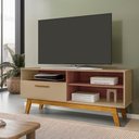 Ver imagem 4 de Rack Bancada para TV 55" 136cm MDP com Pés em Madeira Fendi Bechara Móveis