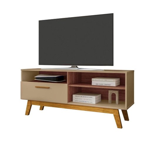 Rack Bancada para TV 55" 136cm MDP com Pés em Madeira Fendi Bechara Móveis