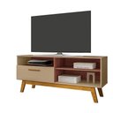 Ver imagem 1 de Rack Bancada para TV 55" 136cm MDP com Pés em Madeira Fendi Bechara Móveis