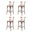 Ver imagem 1 de Conjunto 4 Banquetas X em Aço Cobre com Encosto Vazado e Corano para Bancada Gourmet Home - Bege