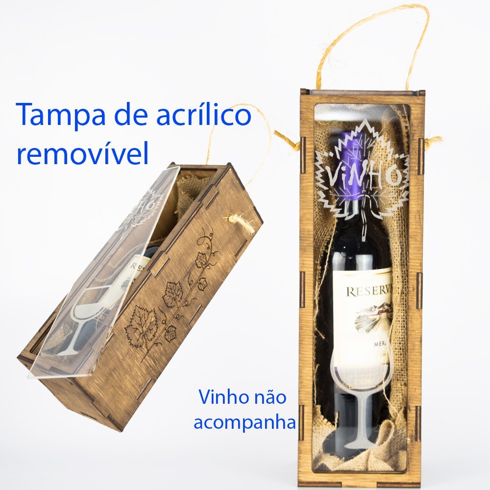 Caixa para Vinho Rústica em Compensado Cru - 3