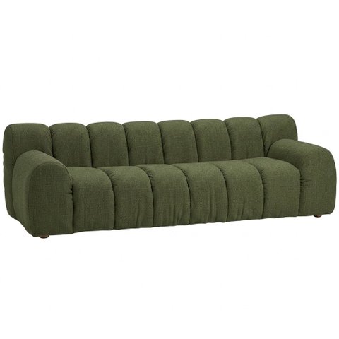 Sofá Living 4 Lugares 230cm Pés Madeira Gomo Linho Verde - Nexta Casa