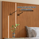 Ver imagem 4 de Cabeceira Cama Casal King Florença com Mesa de Cabeceira e Led – Cedro