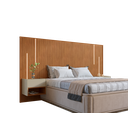 Ver imagem 1 de Cabeceira Cama Casal King Florença com Mesa de Cabeceira e Led – Cedro
