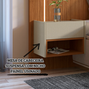 Ver imagem 3 de Cabeceira Cama Casal King Florença com Mesa de Cabeceira e Led – Cedro