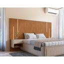 Ver imagem 2 de Cabeceira Cama Casal King Florença com Mesa de Cabeceira e Led – Cedro