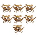 Ver imagem 1 de Kit 7 Conjuntos de Mesa Dobravel com 4 Cadeiras de Madeira 70x70 para Restaurante e Bar - Mel