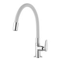 Ver imagem 1 de Torneira de Cozinha Mesa Bica Alta Flexível 1/4 de Volta Allure Mouve Viqua - Branco Metalizado