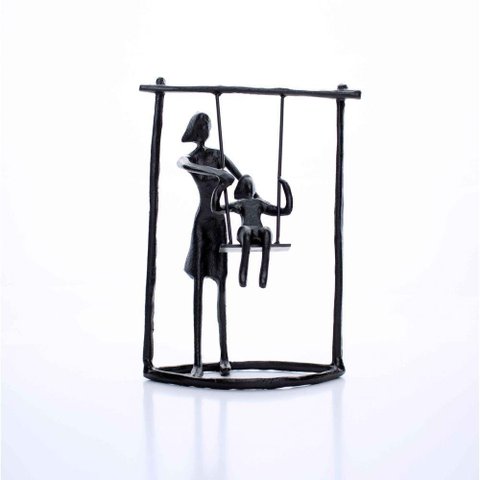 Escultura Em Metal Preto Balanço 18x13,5cm
