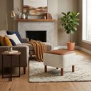 Ver mais imagens de Puff Decorativo Verso 45x51 cm Pes Madeira Boucle e Courino Tce 1010 Tcs 727 Moll