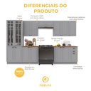 Ver imagem 5 de Armário de Cozinha Modulada Completa Fidelitá Nara 100% MDF 6 Peças 360cm 16 Portas 2 Gavetas com