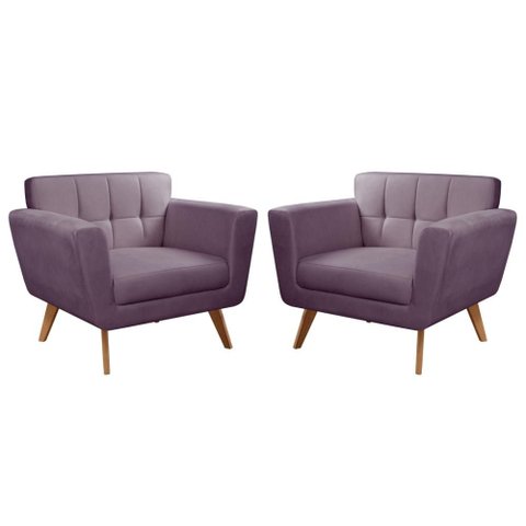 Poltrona Decorativa Bruna Living Sala Quarto Recepção - Veludo Roxo 380