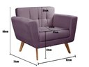 Ver imagem 4 de Poltrona Decorativa Bruna Living Sala Quarto Recepção - Veludo Roxo 380