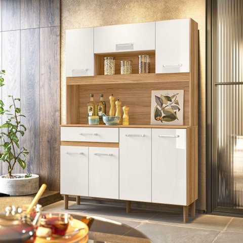 Cozinha Compacta Magazin 120 Freijó com Off White Cristal Freijo com Off White