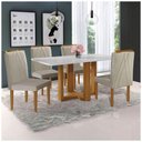 Ver imagem 1 de Conjunto Sala Jantar Mesa 4cad Mel Off White C/marrom Acinz