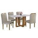 Ver imagem 5 de Conjunto Sala Jantar Mesa 4cad Mel Off White C/marrom Acinz
