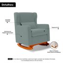 Ver imagem 5 de Poltrona de Amamentação e Descanso Zoe com Base Balanço e Puff Veludo Acqua - Desk Design