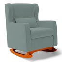 Ver imagem 7 de Poltrona de Amamentação e Descanso Zoe com Base Balanço e Puff Veludo Acqua - Desk Design