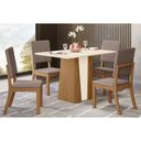 Ver imagem 1 de Conjunto: Mesa Sala Jantar Orus C/ Tampo Madeirado 120x80cm e 4 Cadeiras Milla Nature/off White -