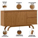 Ver imagem 6 de Kit Aparador Buffet Bar Living com Cristaleira Adega Vicky N01 Ypê - Lyam Decor