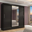 Ver imagem 1 de Guarda Roupa Casal com Espelho 3 Portas 2 Gavetas Istambul Espresso Móveis Preto
