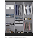 Ver imagem 4 de Guarda Roupa Casal com Espelho 3 Portas 2 Gavetas Istambul Espresso Móveis Preto