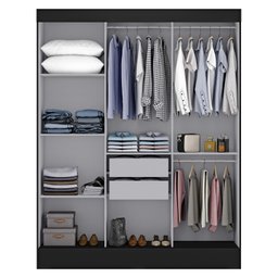 Guarda Roupa Casal com Espelho 3 Portas 2 Gavetas Istambul Espresso Móveis - 6