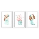 Ver imagem 1 de 3 Quadros Decorativos Menina Aquarela Cachorrinho:Branca