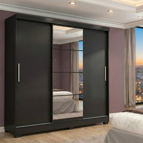 Guarda Roupa Casal com Espelho 3 Portas Atenas Yescasa