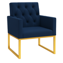 Ver imagem 4 de Kit 2 Poltronas Decorativas para Estúdio e Salão Base Metal Azul