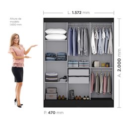Guarda Roupa Casal 3 Portas 2 Gavetas 157cm Istambul Yescasa - 6 Guarda Roupa Casal 3 Portas 2 Gavetas 157cm Istambul Yescasa - 6