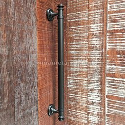 Puxador Duplo Porta Pivotante Correr Rústico Davinci 450mm Preto Fosco - 3