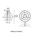 Ver imagem 4 de Pendente Led Aliança Triplo Blumenau Ø600mm Bivolt 60w 3.000k Dourado