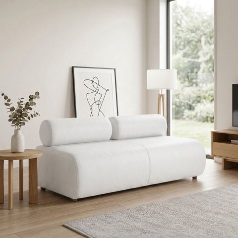 Sofá 3 Lugares Orgânico para Sala Base Fixa Nara Sintetic PU D03 - D'Rossi