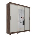 Ver imagem 3 de Guarda Roupa Casal em MDF 3 Portas de Correr com Espelho e Pés Búzios Panan Móveis