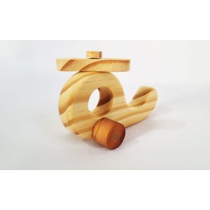 Helicóptero de Madeira Maciça. Brinquedo Artesanal e Decoração.