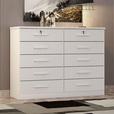 Cômoda Gaveteiro Ambiente Milão com Chave Neve - Novo Horizonte