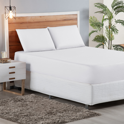 Lençol com Elástico Mias Fronha Jogo de Cama Queen.:branco - 1