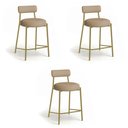 Ver imagem 2 de Banqueta Cozinha Média com Encosto Kit 3 Industrial Dourado Londres New Couro Flex D03 - D'Rossi