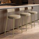 Ver imagem 1 de Banqueta Cozinha Média com Encosto Kit 3 Industrial Dourado Londres New Couro Flex D03 - D'Rossi